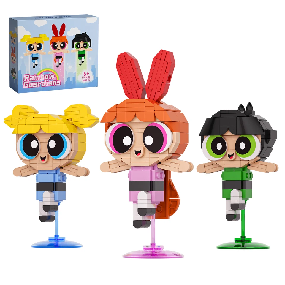 MOC the Powerpuffs Girls Building Blocks Model Karikatúra Anime Perfect Girl Tehly Blossoms/Bubbles/Buttercups Hray pre deti darček
