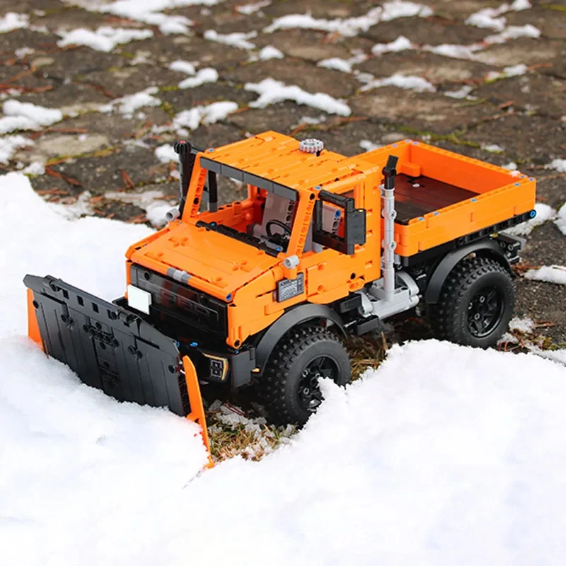 MOC Unimog U1400 Snowplow Fit 42126 Ford Raptors F-150 Pickup Racing Automobilové bloky vozidla Detské hračky Darčeky
