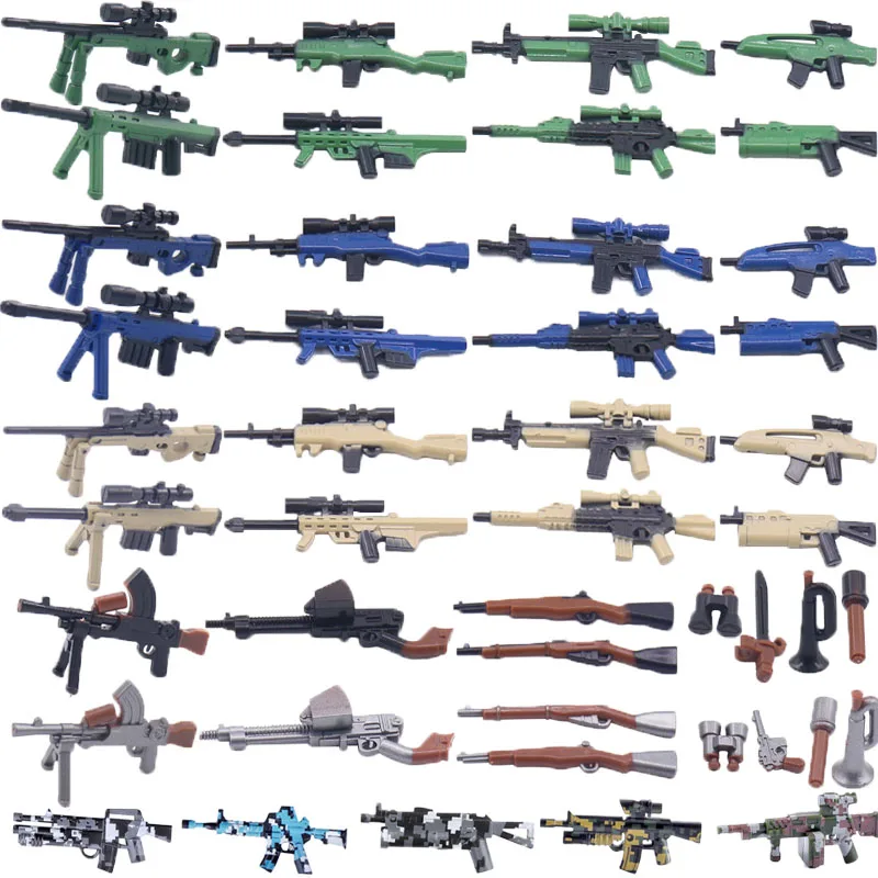 MOC vojenský vojak figúrku budovy 98k 88Sniper M14 Puška maskovacia zbraň počítačový batoh vesty tehly detské hračky