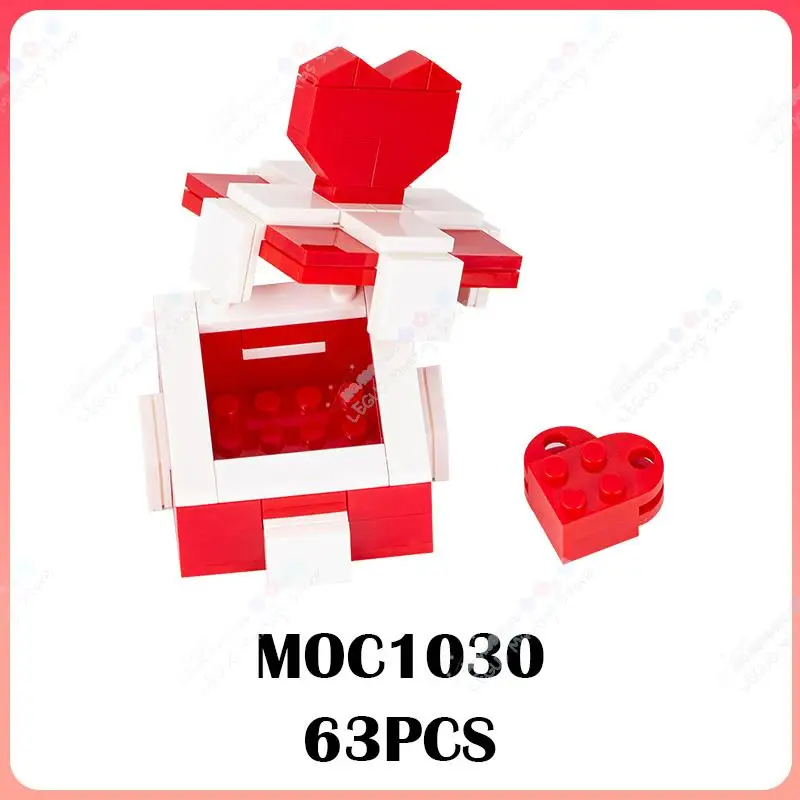MOC1030 Creative Heart Gift Box MOC Building Blocks