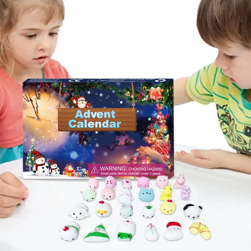 Mochi Squishies Adventné kalendáre 2024 w/24ks rôzne roztomilé zvieracie hračky 24 dní odpočítavací kalendár pre deti darček na Vianoce