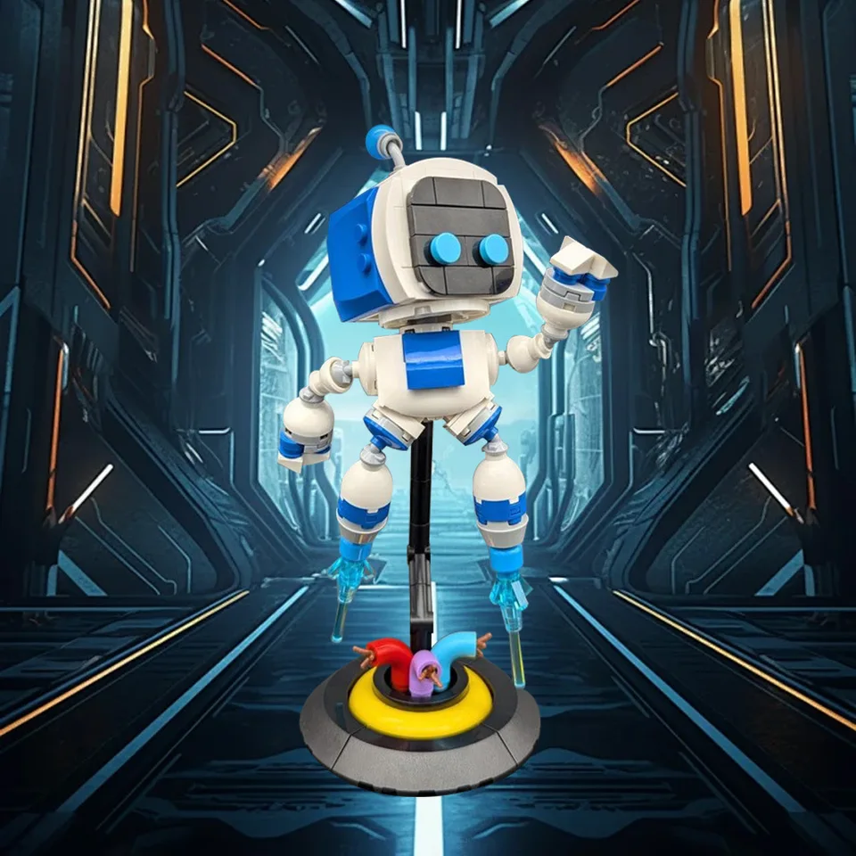 MOCS MOC Astro Bot Model Building Blocks Cosmic Adventure Game Figure Rescue Treasure Hunt Robot Zhromažďovanie tehál hračky pre domácich majstrov darček