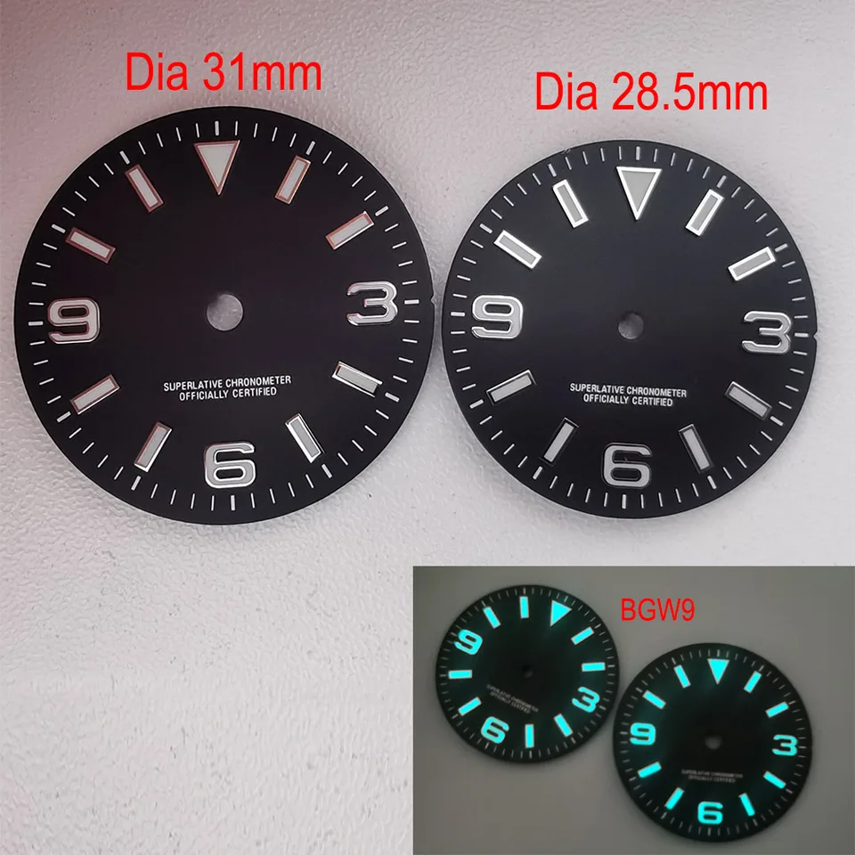 MOD 28,5 mm 31 mm BGW9 Blue Luminous Matte Black Watch Dial pre NH35 NH36 MOUNTION Pánske Mechanické potápačské hodinky