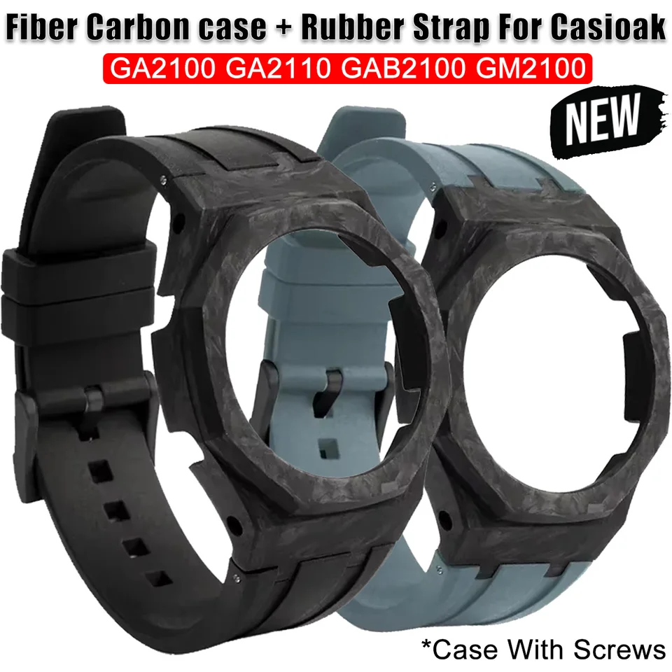 MOD Kit Fiber uhlíkové puzdro pre Casioak GA2100 GA2110 GUMBER STRAP pre Casioak GAB2100 GM2100 Modifikation Kit so skrutkami Correa
