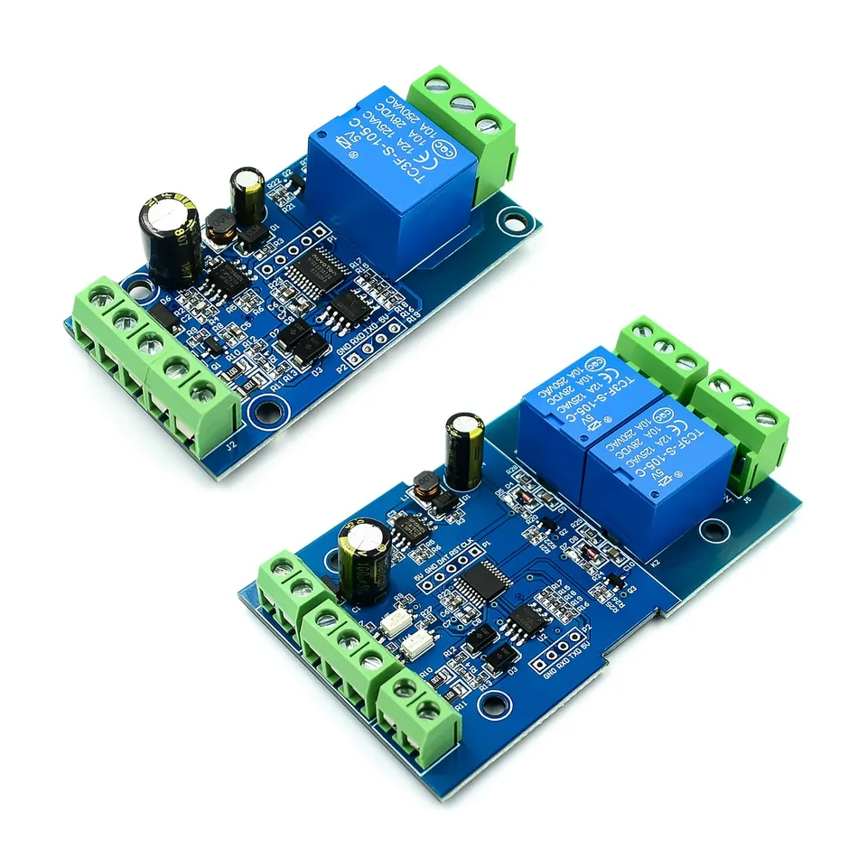 MODBUS-RTU 1/2 kanála 7-24V relé prepínača Modbus RTU 4 kanálový relé výstup 12V prepínač Vstup 485 Komunikácia TTL PIN HE