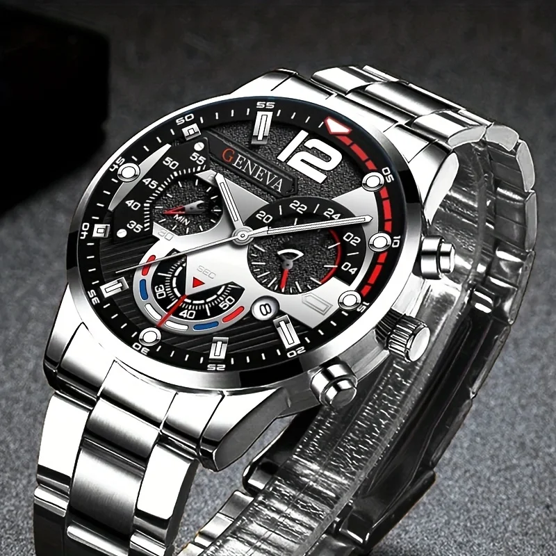 Mode Männer Edelstahl Uhren Luxus Quarz ArmbandUhr Kalender Leuchtende Uhr Männer Business Casual Uhr, ideálny výber pre darčeky
