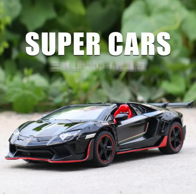 Model automobilu 1:32 Aventador SVJ Lamborghinilp700 Convertible Zliatina Športové auto Zvuk a ľahké ťahanie Darček pre hračky pre chlapca