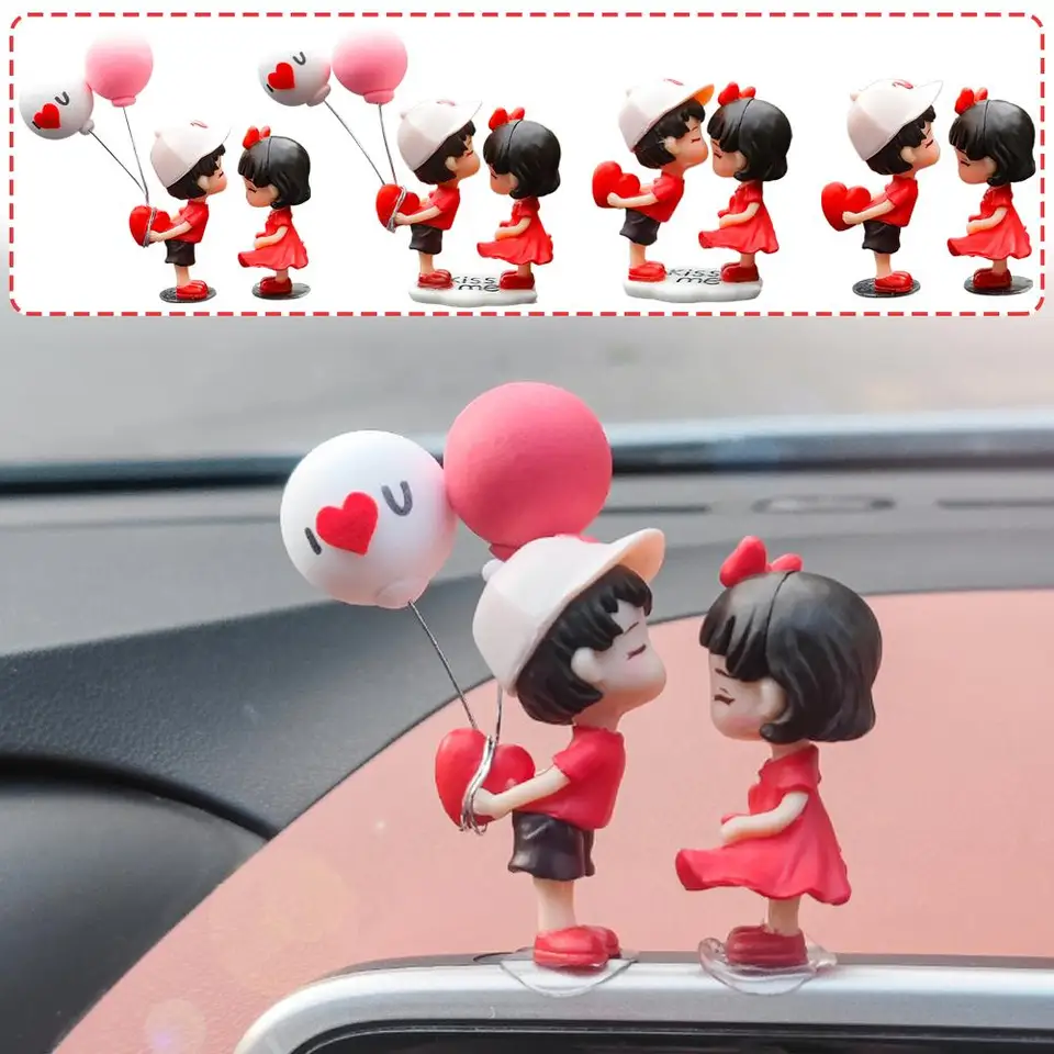 Model ornamentu auta Anime páry roztomilý bozk balón darčeky figurín figurín Dashboard Doplnky ružové interiérové ​​automatické dekoratio t5b3