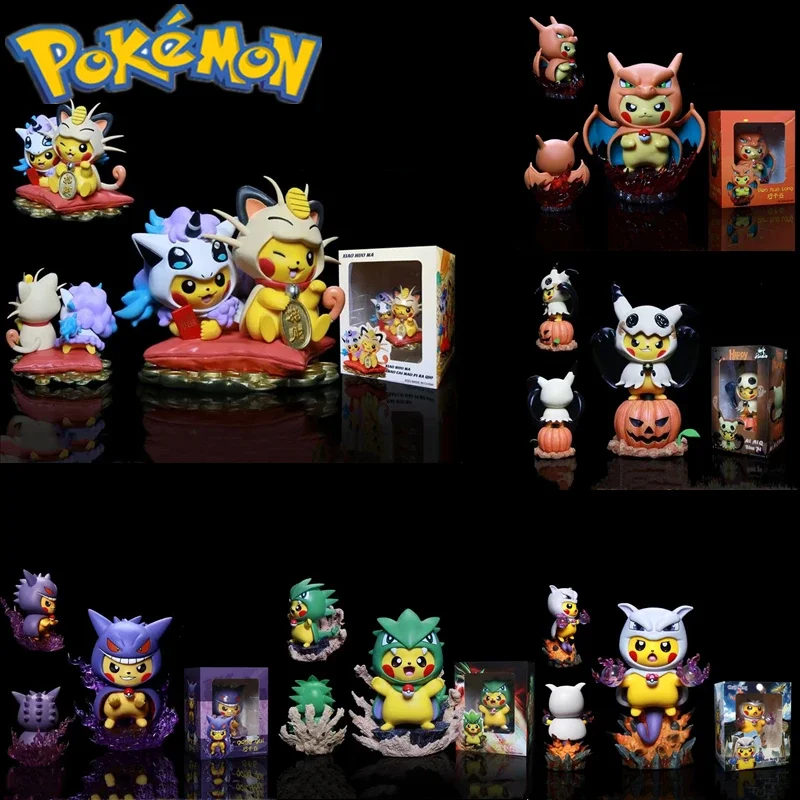 Model Pokémon Kawaii Pikachu Cos Gengar Mimikyu Doll Funny Childrens Hračky Squirtle Charizard Mewtwo Bulbasaur Doll Birthday Gift