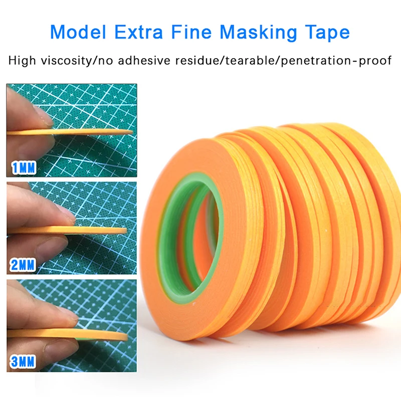 Model postrekovacia farba farebná ultra páska jemná DIY Špeciálne maskovanie široké 1 mm/2 mm/3 mm 18 m modelové pokrývajúcu pásky