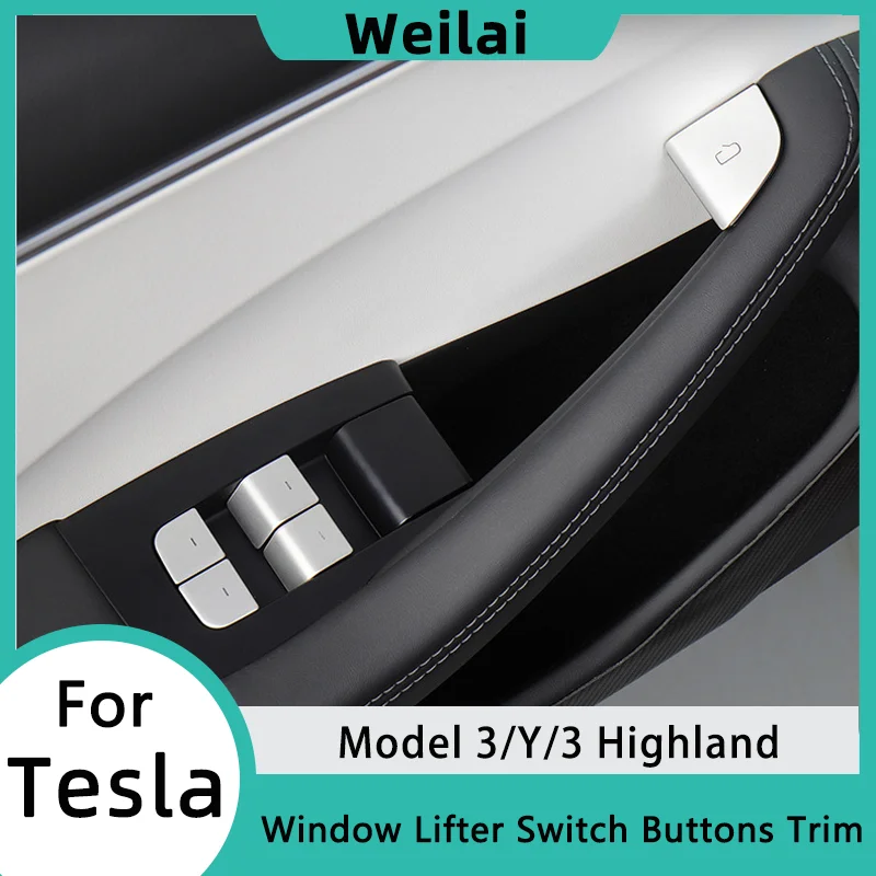 Model Y 2024 Tlačidlá spínača okna pre spínač pre Tesla Model 3 Vysočiny Otvorené rukoväte TRICKA STREVUJE ABS Vnútorné doplnky