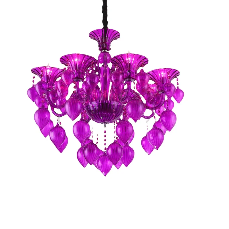 #Modern Creative Purple Lotus Leaf Pud Buded Spálňa luster Stredomorstvo Blue Blue pozitívny červený červený KTV koridor LED prívesok lampa LED