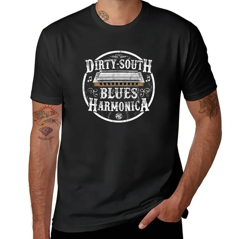 Moderná bluesová harmonika Adama Gussowa-Dirty South Blues Harmonicca Tričko Kawaii oblečenie New Edition Pánske tričko