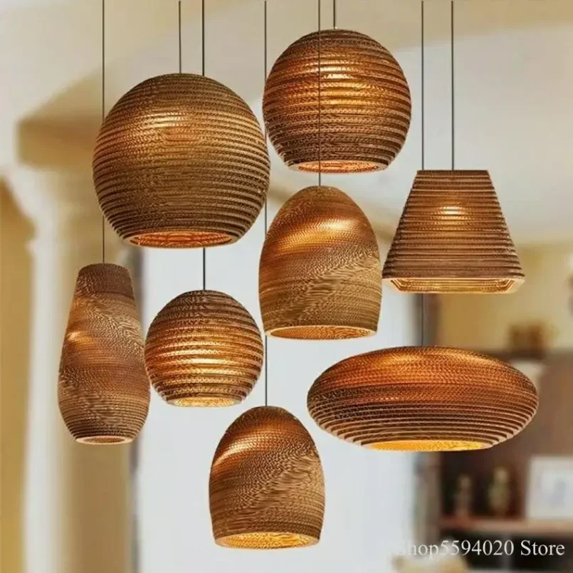 Moderná juhovýchodná Ázijská papierová kartónka prívesok Svetlo pre reštauráciu Decorácie Závesné lampy stropné lustre kaviarne kaviareň Nordi
