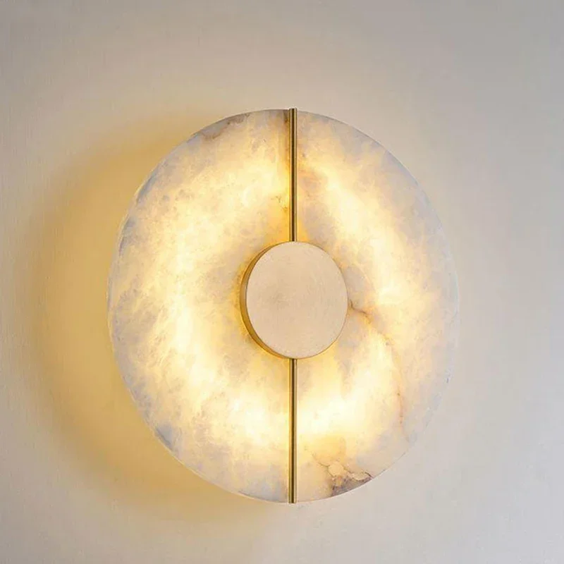 Moderná kreatívna mramorová nástenná lampa Alabaster Moon Obývacia izba Zlato meď dom v vnútornej dekorácii LED SAMS SALLOM