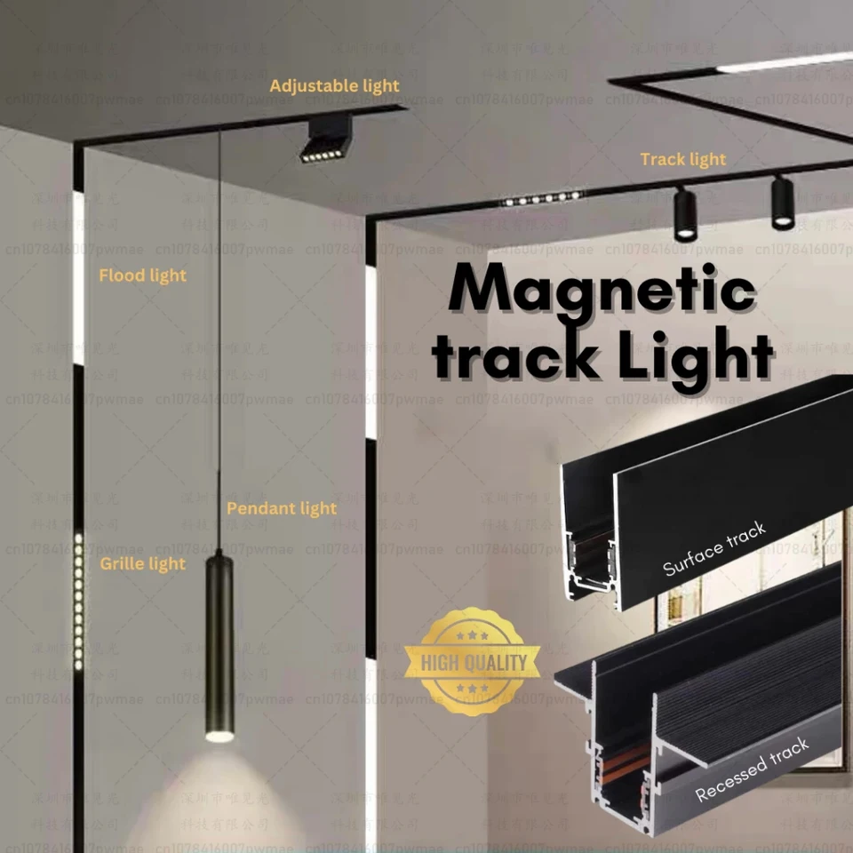 Moderná magnetická trať Svetelná stropná lampa vložená reflektorom svetlometu, osvetlenie obývacej izby Magnetický koľajový systém vnútorný osvetľovací systém