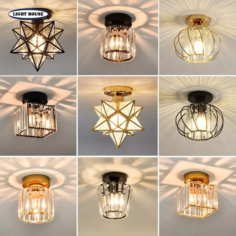 Moderná nová malá kryštálová stropná lampa LED LED DUCH AISLE AISLE Strop stropný luster Jednoduchý obývacia izba spálňa balkón Nordic Style