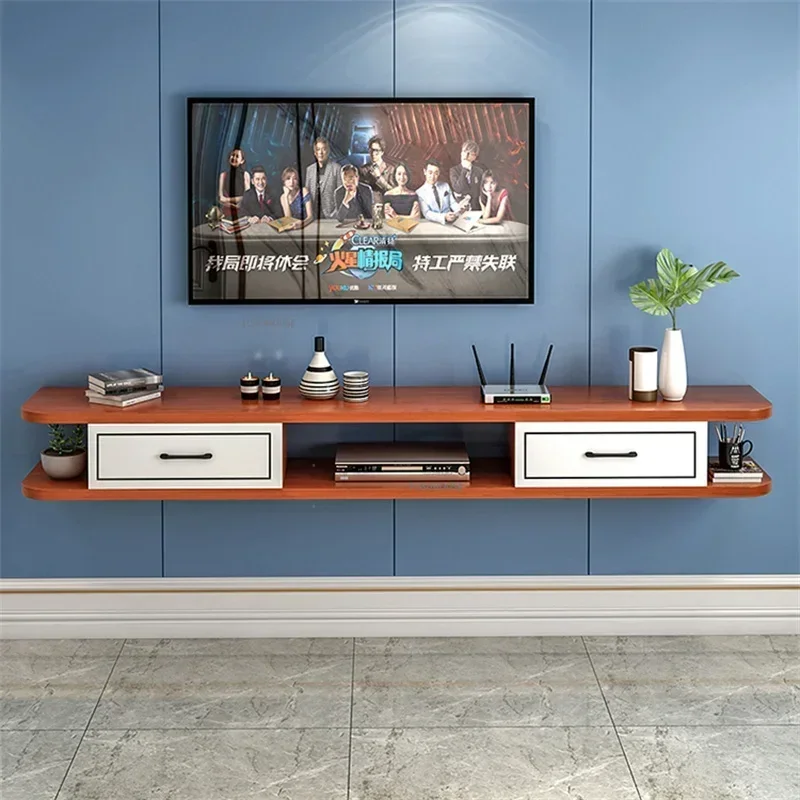 Moderná nástenná obývacia izba Solid Wood TV skrinka Jednoduchá plávajúca televízia stojan set-top skrinky na ukladanie políc kreatívna nástenná skrinka x