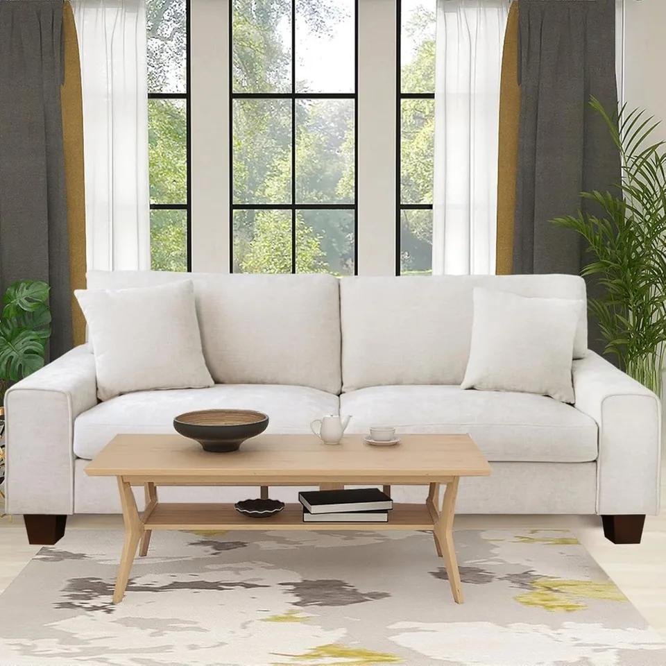 Moderná obývacia izba Chenille Recliner Malá pohovka, Loveseat pohovka, odnímateľná pohovka krycia vesmírna jarná vankúše a rámec z masívneho dreva