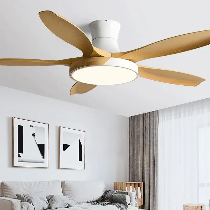 Moderná obývacia izba stropná ventilátor Light Drevené stropné ventilátor Variabilnú frekvenciu 52 60 palcov LED Stropný ventilátor diaľkového ovládania s svetlom