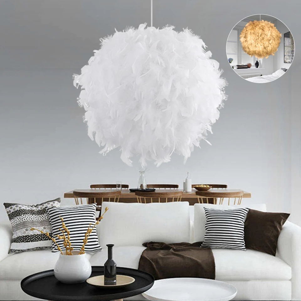 Moderná peria lampa luster spálňa výstavná hala výstavná hala jednoduché biele perie LED osvetlenie