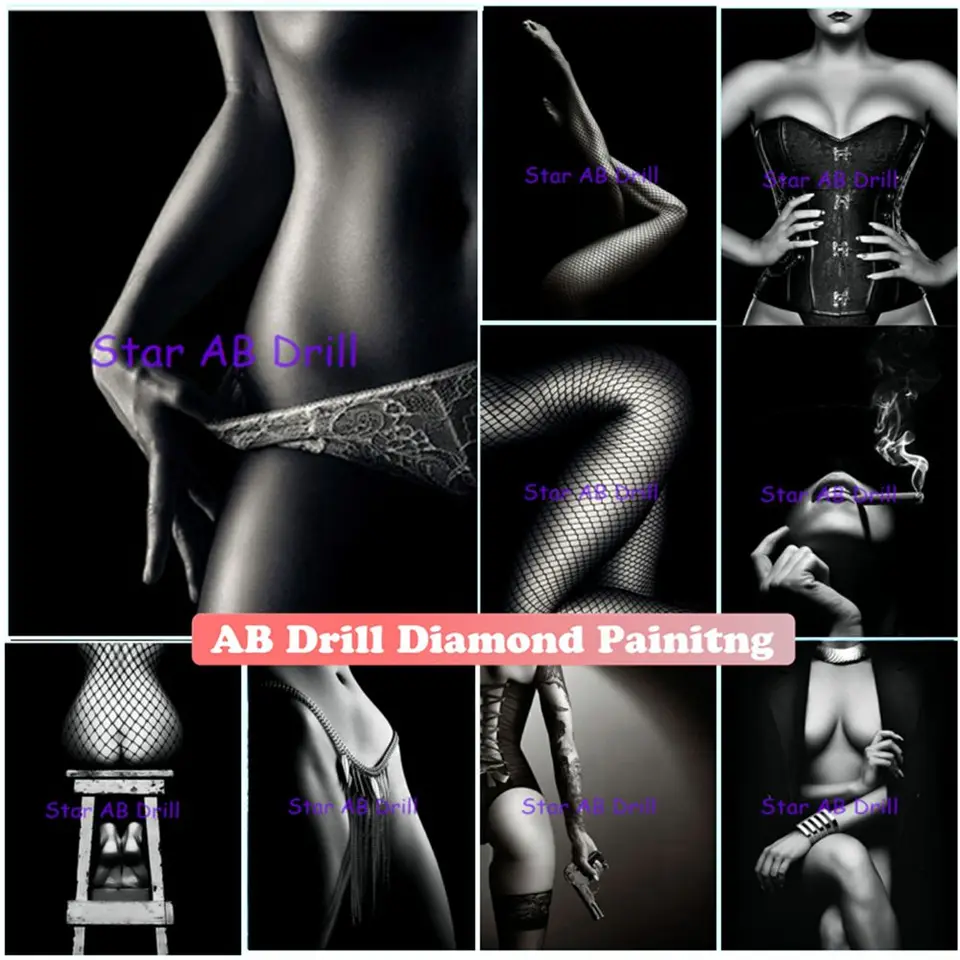 Moderná sexy nahá žena diamantová maľba Nordic Lace Girl Fashion Art 5D DIY AB Vŕtanie mozaických krížových stehov súpravy domáce dekorácie Cuadros