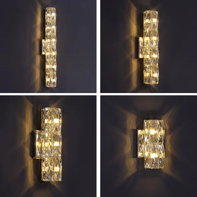 Moderná vysoko kvalitná kryštalická nástenná lampa spálňa salón hotelová izba hviezda jasný Sonce Home Deco Gold Chrome Metal