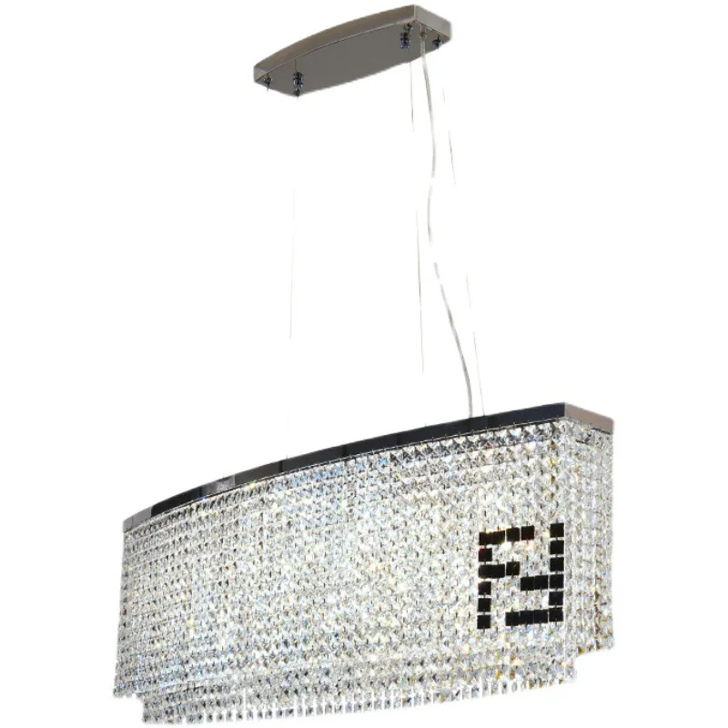 Moderná čierna F K9 Crystal Pendant Light Obdĺžnikové luxusné kryštály lustrový hotel Villa Lustres Light Adviture pre jedáleň