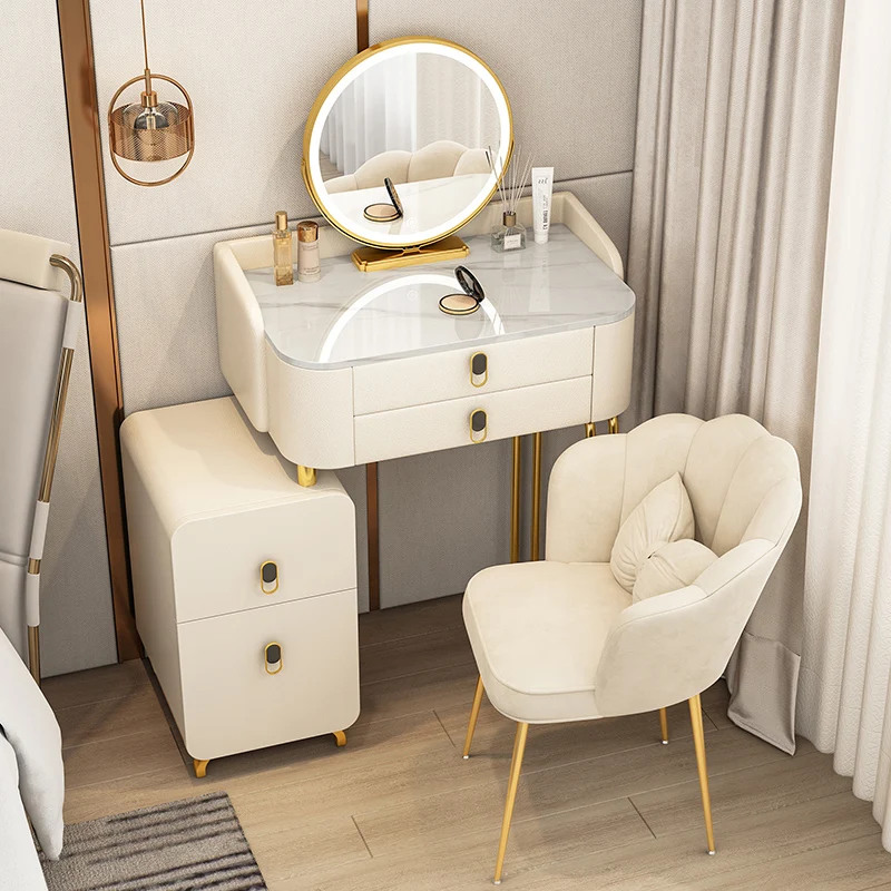 Moderná škandinávska stolová zásuvka Dievčatá Salon Mirror Vanity Table Luxury Dresser Tocador de Maquillaje Spálňa nábytok