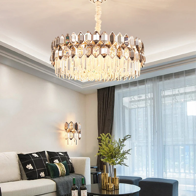 Moderné dekorácie luxusné drahokamové tvary LED svetlo krištáľový prívesok stropný stropný lustre visiace lampy pre stropný dom obývacia izba
