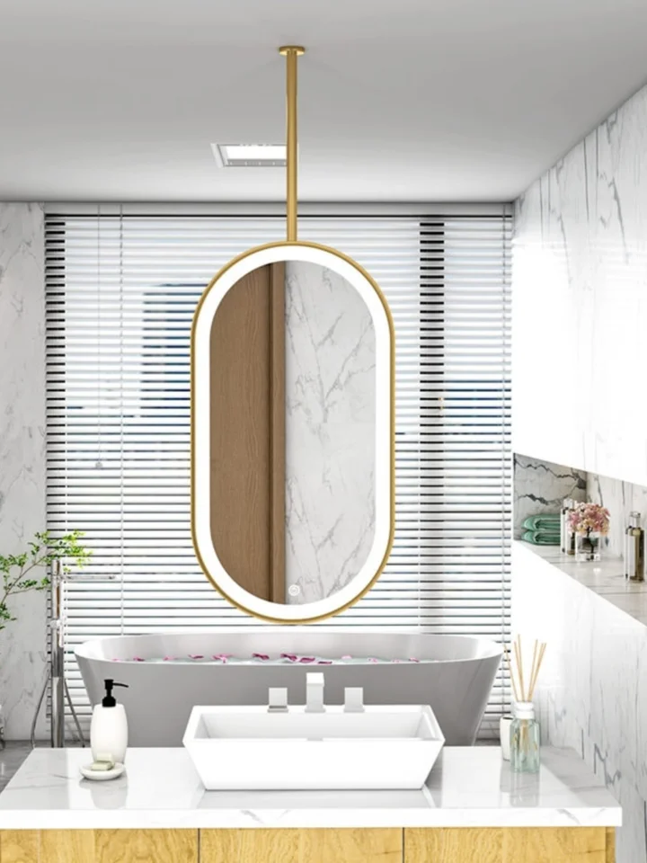 Moderné jednoduché dekoratívne zrkadlo Kreatívne domáce dekorácie Závesné zrkadlo oválne kúpeľňové zrkadlo Luxusný štýl Barber zrkadlo 40x70cm