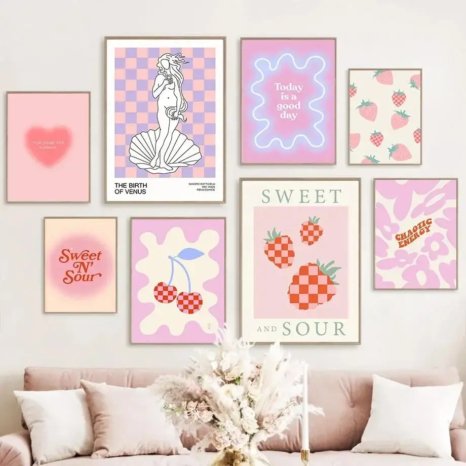 Moderné jednoduché nástenné umenie sladké kyslé jahodové čerešňové slnko Láska HD Canvas Tlač plagátu pre obývaciu izbu Decor