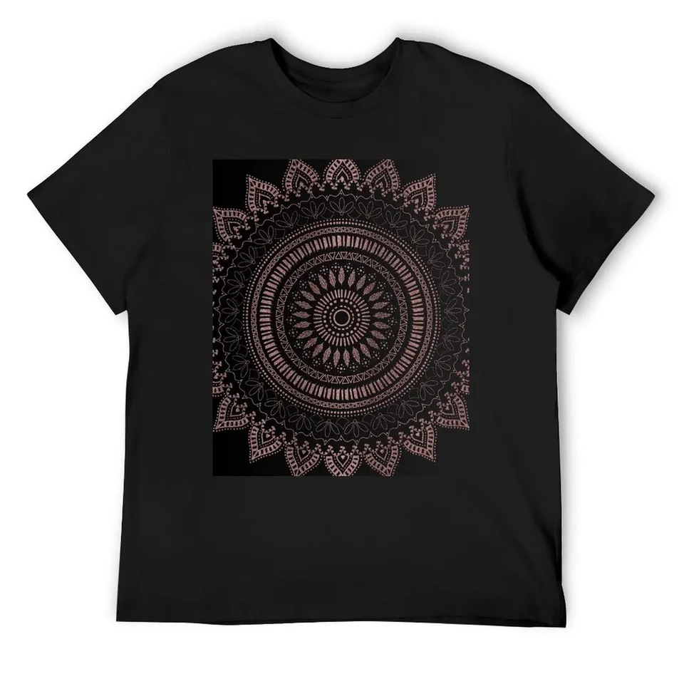 Moderné kmeňové ružové zlato mandala dizajn Tričko hippie oblečenie anime figúrky tričká pre mužov bavlna