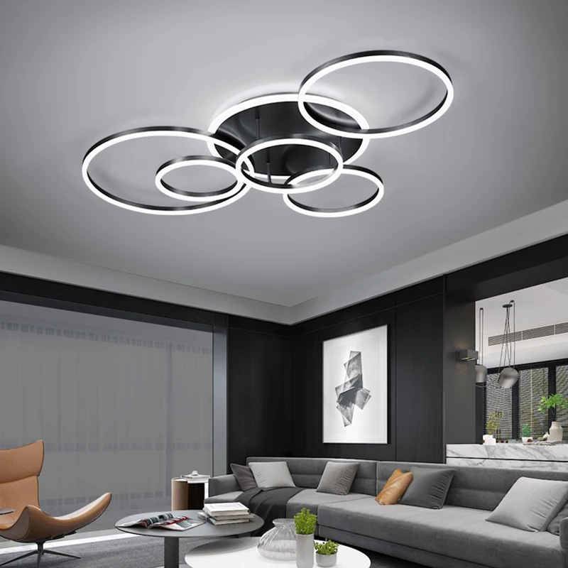 Moderné LED kruhové krúžky Stropné svetlá pre obývaciu izbu Spálňa Študijná miestnosť stropná lampa biela/hnedá/čierna/zlatá farba 90-260V