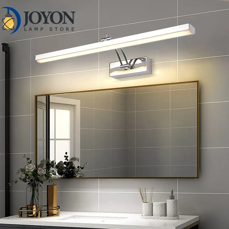 Moderné LED zrkadlo Svetlo pre toaletný make -up márnosť skrinka Chrome Kúpeľňa Vybalenie dekorácie nástenná lampa Indoor osvetlenie teplé biele