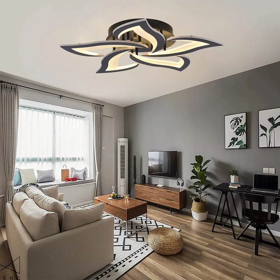Moderné lustre LED dióda Stlmiteľné stropné svetlo Tvar kvetu stropná lampa Obývacia izba Spálňa Detská izba zavesená lampa