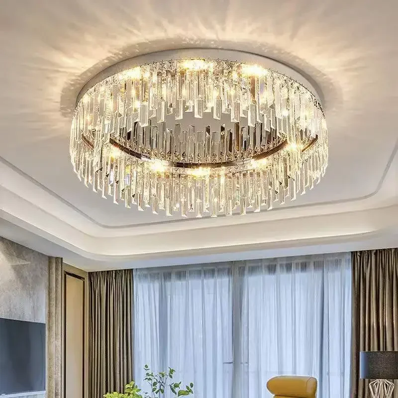 Moderné luxusné kryštálové stropné žiarovky Kruhové okrúhle okrúhle čierne zlato Nordické stropné svetlá lustre pre osvetlenie obývacej izby v spálni
