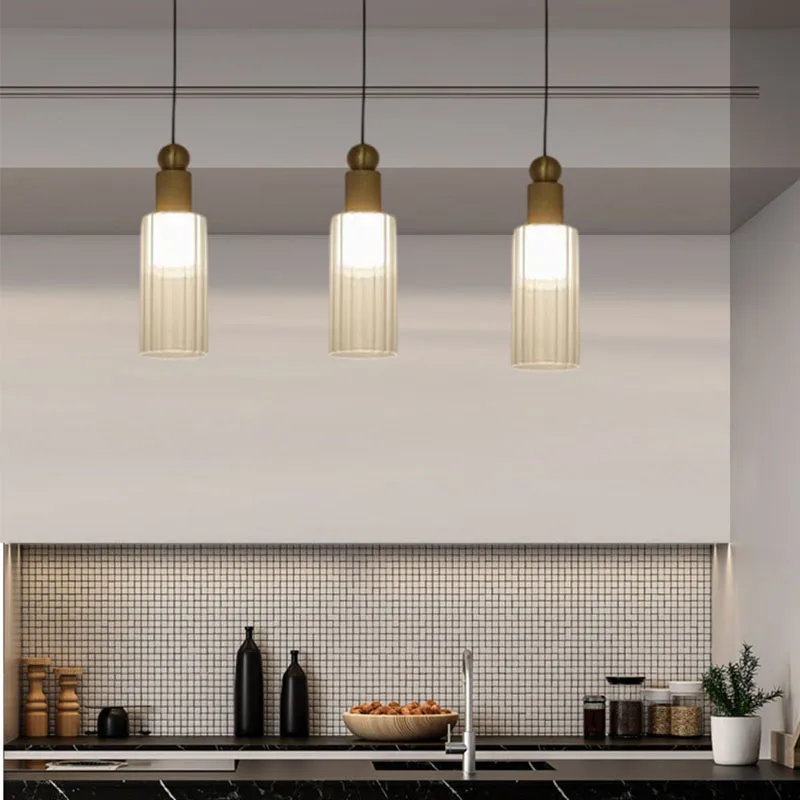 Moderné medené sklo prívesok Light Restaurant Bar Spálňa lampa 3 zmenu kvapka