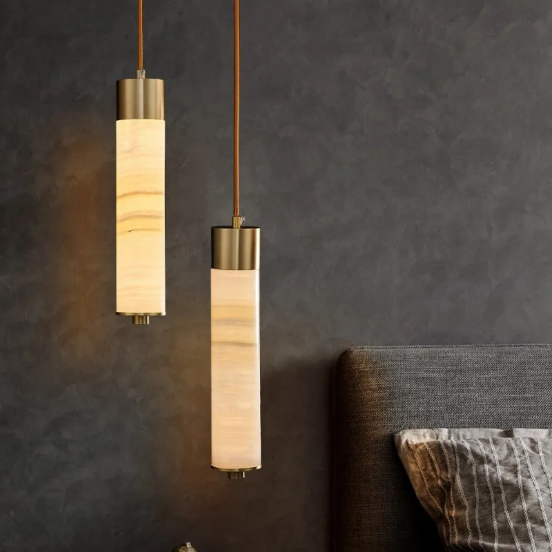 Moderné medené svetlo luxusné prívesok lampa mramorová lôžko spál