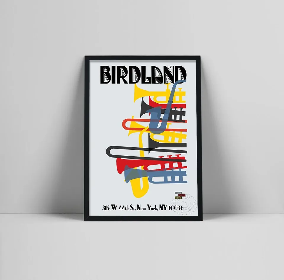 Moderné nástenné umelecké plagáty tlač New York Birdland Jazz Music Canvas Dekoratívna maľba farebná stena Obrázok pre obývaciu izbu