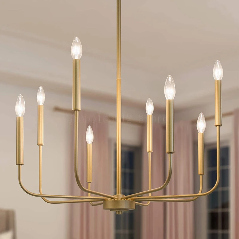 Moderné retro lustre Domáce dekorácie Zlato a čierne sviečky stropné lustr obývacia izba reštaurácia zavesenie osvetlenia svietidla