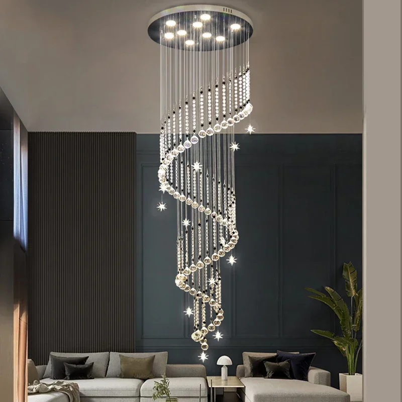 Moderné schodisko luster krištáľové špirálové svetlo Domáce dekorácia obývacia izba High Duplex Villa Loft Loft Dlhodobé zavesenie ligtingového svietidla