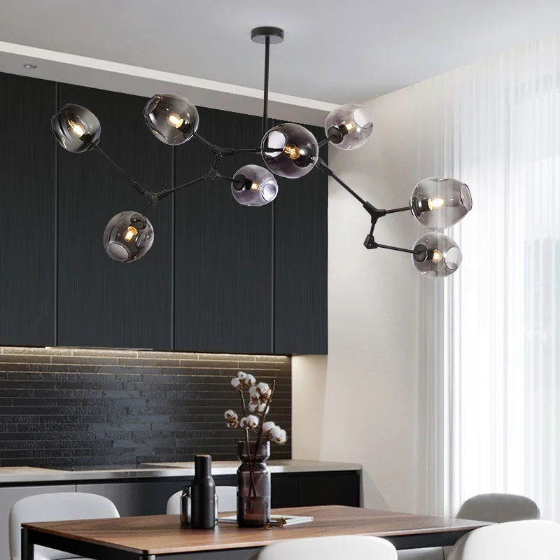 Moderné sklenené lustre E27 pre obývaciu izbu Restauňa spálňa izba Nordic prívesok lampa železná železná umenie závesné lampa osvetlenie svietidla