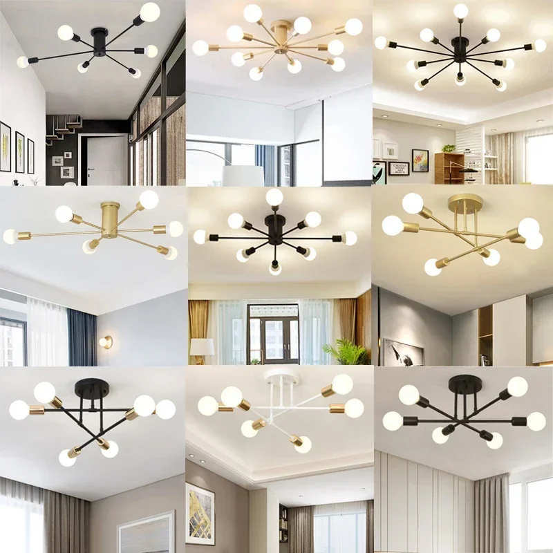Moderné železné LED lustre Nordic Semi Flush Mount Stropné lampa osvetlenie pre spálňu Osobnosť obývacia izba jedálenská stropná lampa