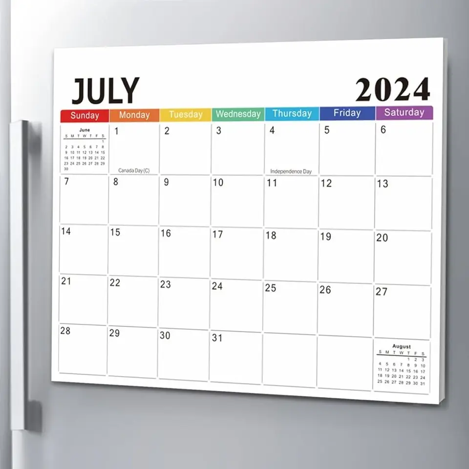 Moderný 2024-2025 Magnetický kalendár 18-mesačný mesačný plánovač chladničiek Magnet kalendár Wall Wall Hanging Calendar Domáca kancelária