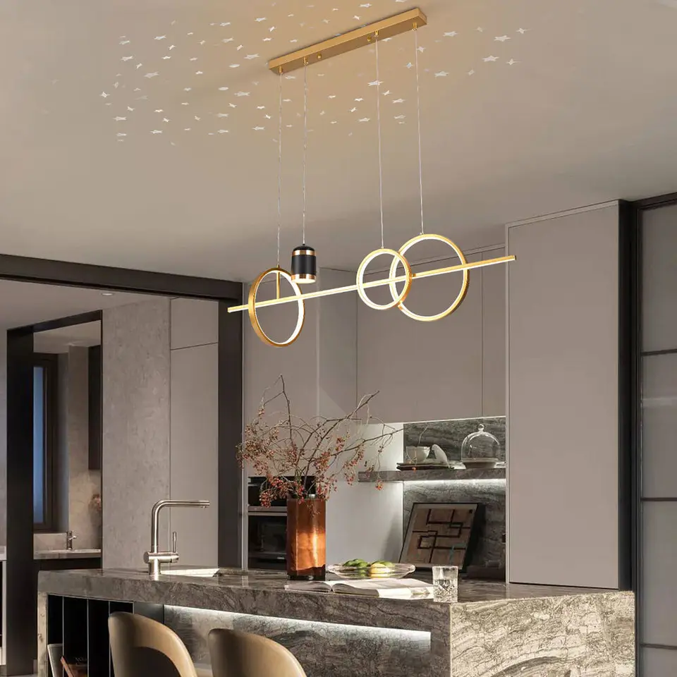 Moderný 3 kruhový LED LED prívesok LIGHT Svetlý stropný luster Závesná lampa Kuchynská izba dekor