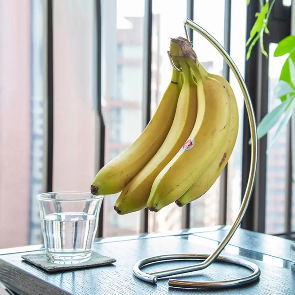 Moderný banánový závesný stojan Kovový banánový strom vešiak v hroznovom stánku Banana Storage Organizátor pre dosku kuchynského stola
