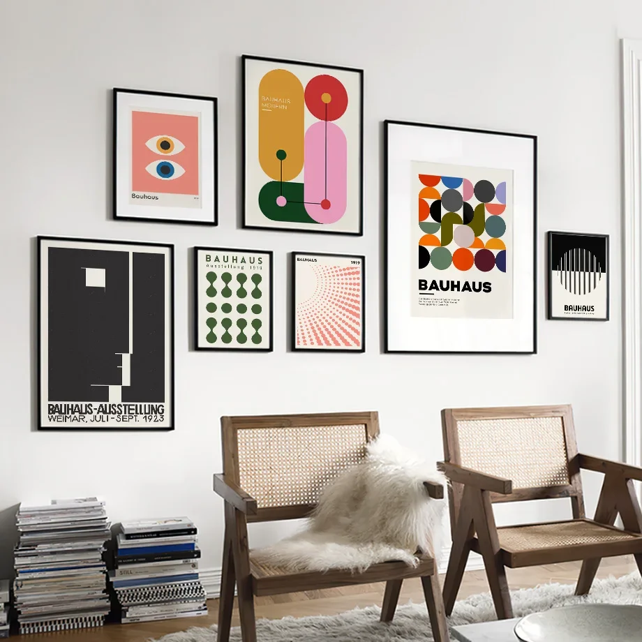 Moderný bauhaus jedinečný abstraktný geometrický výstavný plagát a výtlačky nástenné umenie maľba maľba minimalistická obývacia izba Domáca dekorácia
