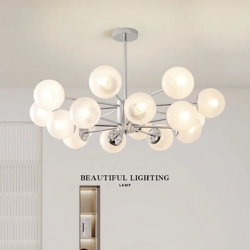 Moderný chrómový luster Nordic Led Silver Svetlo Svetlo pre spálňu Obývacia izba Kuchyňa Kúbrové sklo zavesenie svietidla
