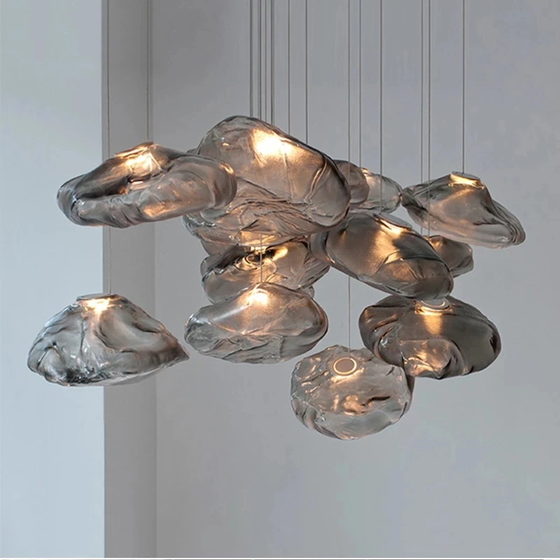 Moderný dizajn Cloud Glass Pendant Svetlo Svetlo šedá umenia zavesenie obývacia izba kuchyňa Kaviareň Káza